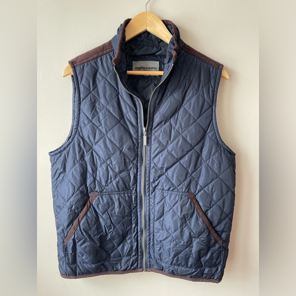 Johnston & Murphy Navy Blue Mens Quilted Puffer Vest Size S